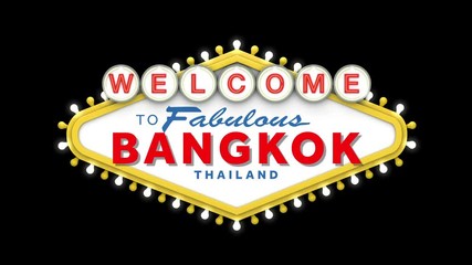 Wall Mural - Welcome to Bangkok sign in classic retro las vegas style design . 3D Render