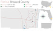 Large and detailed map of Broward county in Florida, USA.
