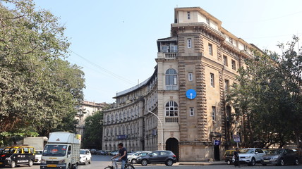 Mumbai, Maharastra/India- March 30 2020: An historical building located near the main square of southern Mumbai.