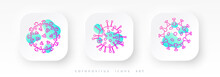 A Set Of Coronavirus Icons. The Cell Of Covid-19