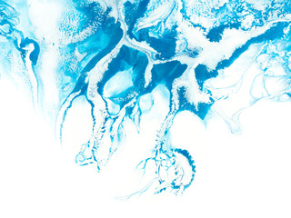 Blue creative abstract hand painted background, marble texture