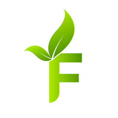 Canvas Print - Letter F with leaf element, Ecology concept