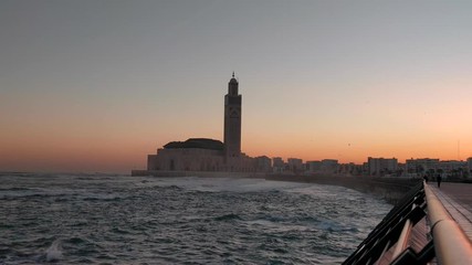 Wall Mural - View of Hassan II mosque at sunrise