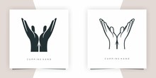Cupping Hand Line Outline Monoline Logo Design Inspiration Vector Stock - Premium Vector