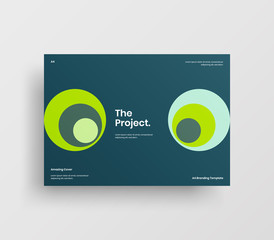 Creative business presentation vector A4 horizontal orientation front page mock up. Modern corporate report cover abstract geometric illustration design layout. Company identity brochure template.