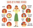 © sabelskaya - Signs of a panic attack - cartoon woman and mental problem symptom set.