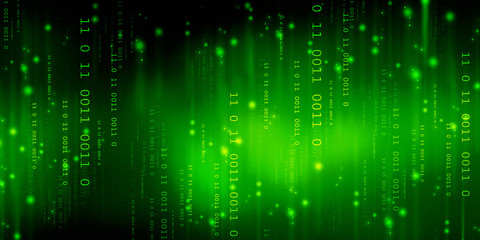 2d illustration abstract digital binary data on computer screen
