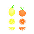 © Halyna - This is vector citrus fruits. Lemon, orange, mandarine isolated on white background.