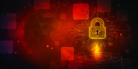2d illustration Safety concept: Closed Padlock on digital background