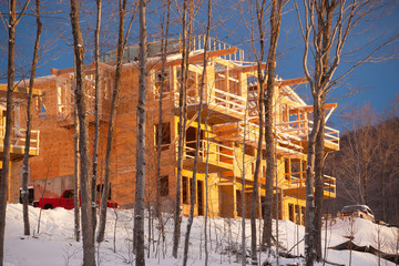 Large ski home under construction in Stowe Vermont