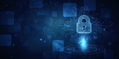 2d illustration Safety concept: Closed Padlock on digital background