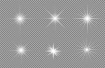 White glowing light burst explosion with transparent. Vector glowing light effect with gold rays and beams. Transparent shine gradient glitter, bright flare. vector illustration.