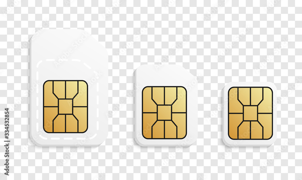 Normal, Micro, Nano - phone card set. Mobile sim card types - obrazy, fototapety, plakaty 