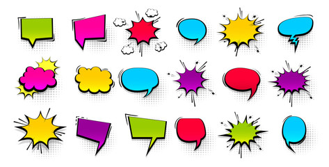 Wall Mural - colored peech bubble for comic text isolated background