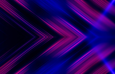 Leinwandbilder - Dark abstract background with UV neon glow, blurred light lines, waves. Blue-pink neon light