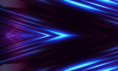 Leinwandbilder - Dark abstract background with UV neon glow, blurred light lines, waves. Blue-pink neon light