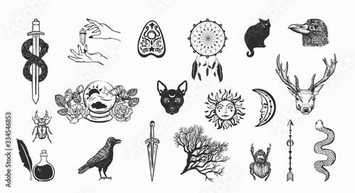 Fotografía Witchcraft and magic vector collection