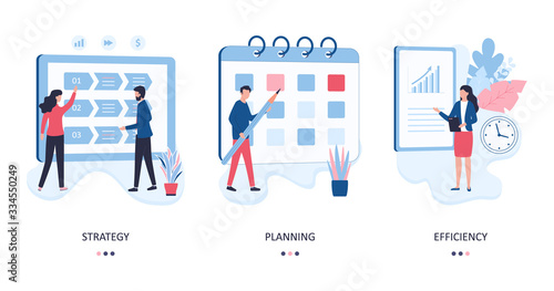 Cuadros en Lienzo Set 3 concepts of strategy, planning and efficiency