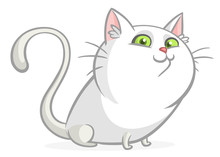 Cute And Funny Cartoon Cat. Vector Illustration