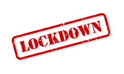 Wall Mural - Lockdown concept in red rubber stamp vector isolated on white