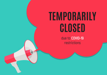 information warning temporarily closed sign of coronavirus news. vector illustration