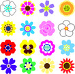 Set of decorative floral design elements. Flat cartoon vector illustration. Illustration of nature flower spring and summer in garden.