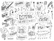Hand Drawn Music Doodles Vector Illustration 