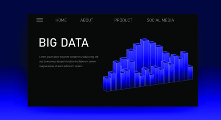 Aufkleber - Web site template for Big Data  analysis, Artificial intelligence and  Information science. 3D graphs and plots.