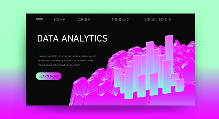 Aufkleber - Web site template for Big Data  analysis, Artificial intelligence and  Information science. 3D graphs and plots.