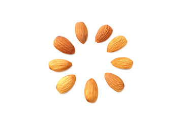 Wall Mural - almonds isolated on a white background. Food. top view