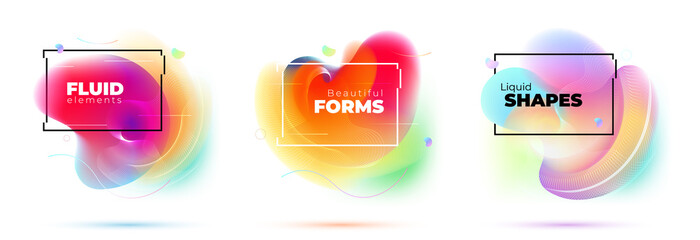 Wall Mural - set of abstract liquid elements for background design. fluid dynamic graphic element for modern bann