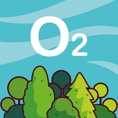 Sticker - card with trees and plants, environment natural