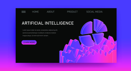 Aufkleber - Web site template for Big Data  analysis, Artificial intelligence and  Information science. 3D graphs and plots.
