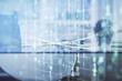 © peshkova - Multi exposure of data theme drawing and office interior background. Concept of technology.