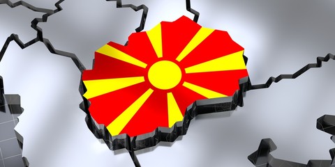 Sticker - Macedonia - country borders and flag - 3D illustration