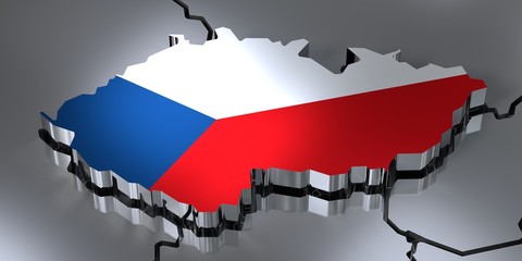 Sticker - Czech Republic - country borders and flag - 3D illustration