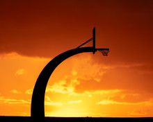 Sunset With Basketball Hoop