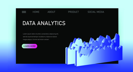 Aufkleber - Web site template for Big Data  analysis, Artificial intelligence and  Information science. 3D graphs and plots.