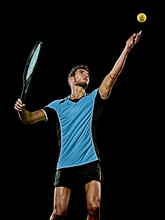 Caucasian Young Tennis Player Man Isolated Black Background