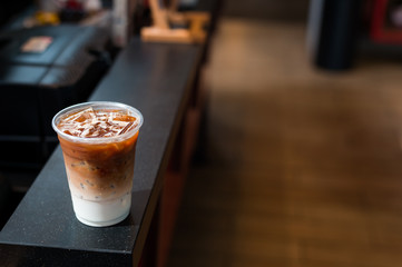 ice latte coffee in plastic cup