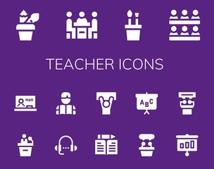 Wall Mural - Modern Simple Set of teacher Vector filled Icons