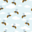 © dulya - Cute wasp bee seamless pattern. cartoon Honey background. Vector bee illustration