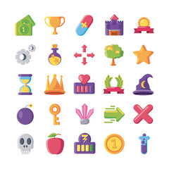 Poster - set of icons video game on white background