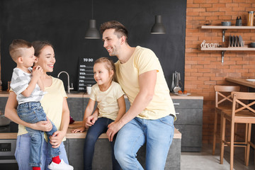 Poster - Young family in kitchen at home