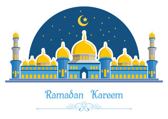 Wall Mural - Ramadan kareem background with mosque