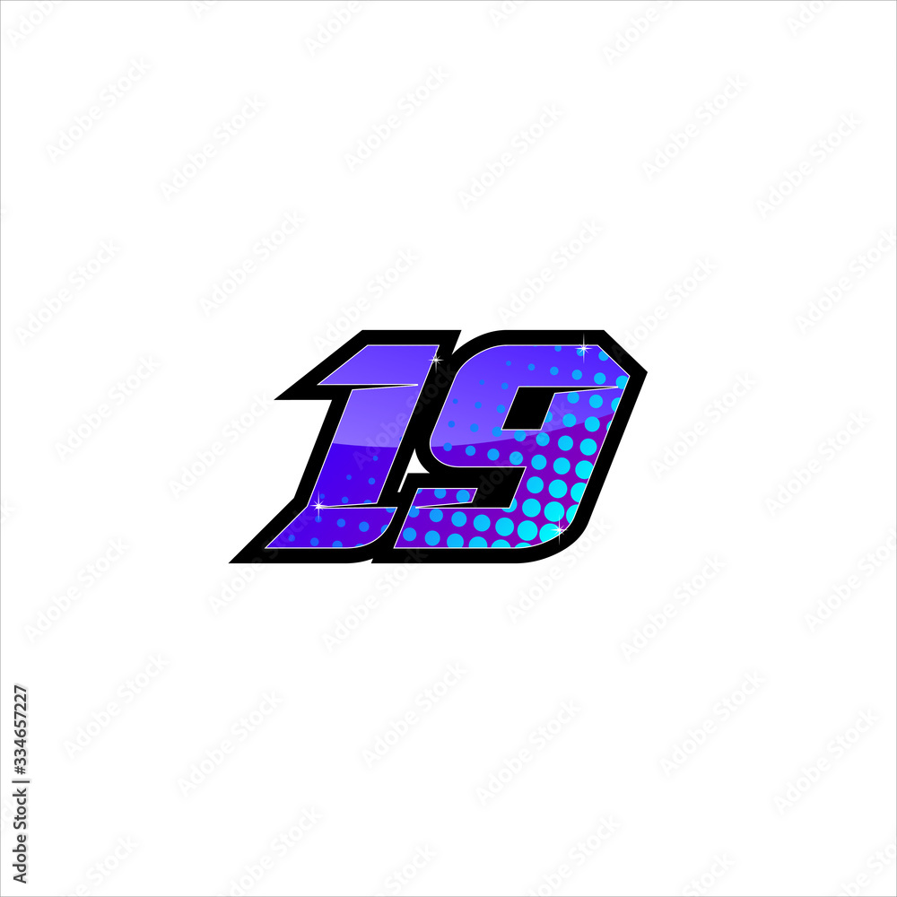Vector Racing number 19, start racing number, sport race number with ...