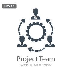 Project team icon vector. Trendy flat project team icon isolated on white background. Tech support, engineering services, technology people, team work concept, vector illustration