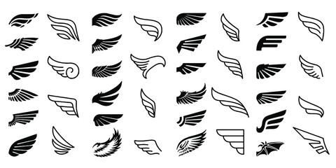 wing icons set vector illustration white background