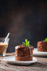 Wall Mural - Chocolate mini cake on the wooden table