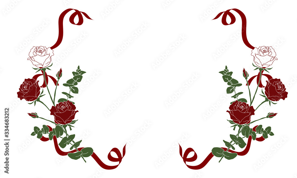 クラシックな木製フレームの花絵はバラデコパージュ作品